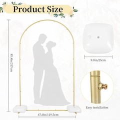 Wedding Arch Stand Gold Metal 7.2FT Chiara Arched Frame for Birthday Party Baby