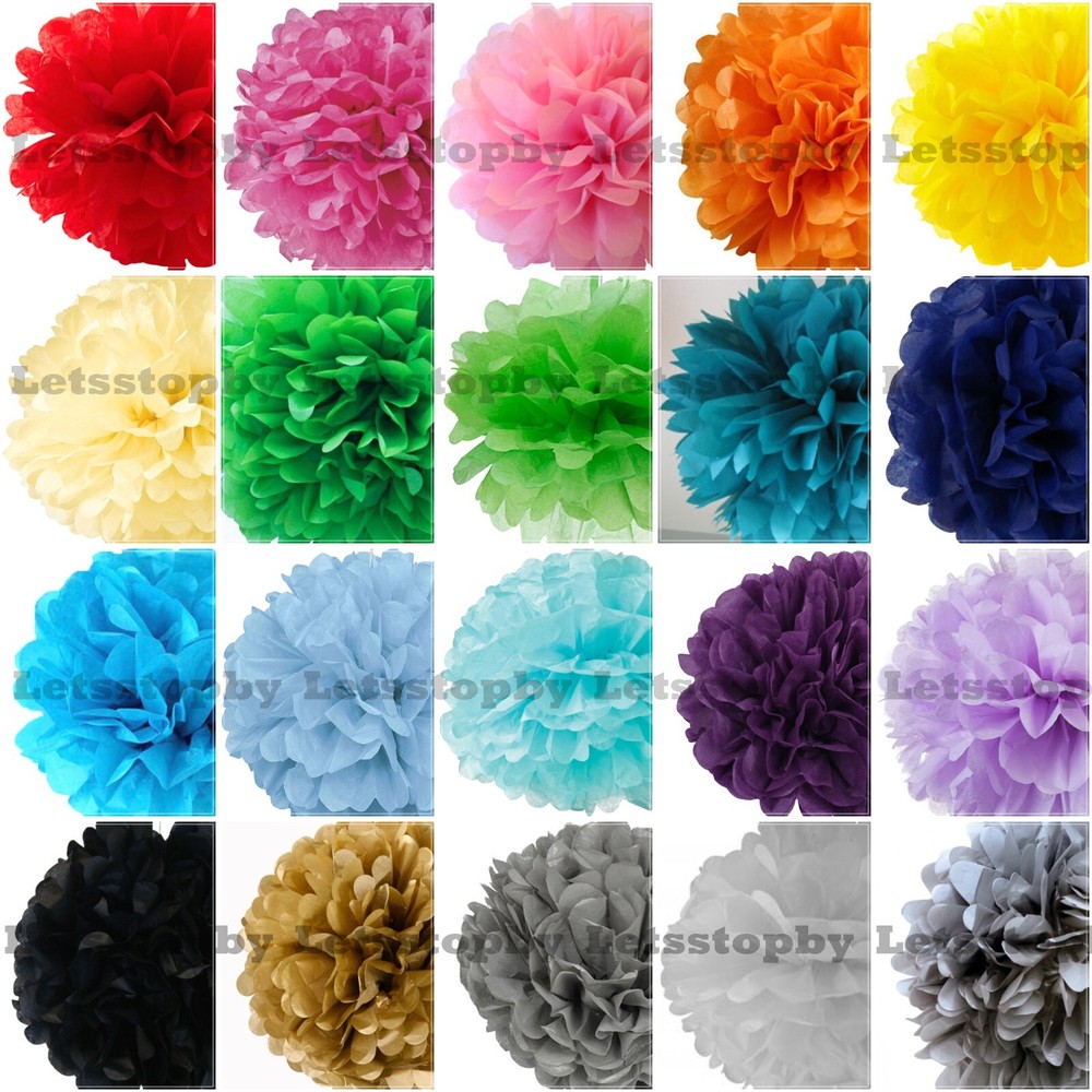 3pcs 4″ Tissue Paper Pom Poms Ball Lanterns Wedding Birthday Christmas Craft DIY