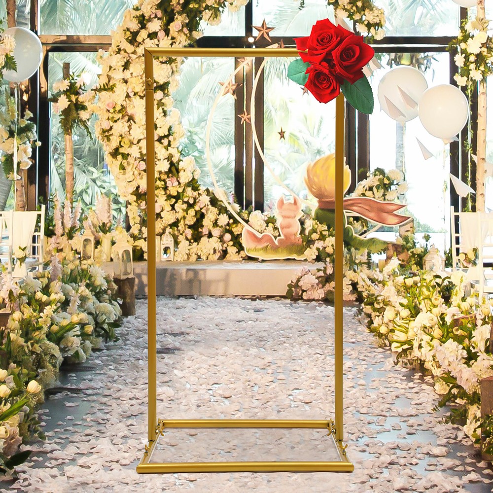 Gold Square Metal Arch Rack Backdrop For Weddings Graduation Party Venue Decor