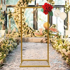 Gold Square Metal Arch Rack Backdrop For Weddings Graduation Party Venue Decor