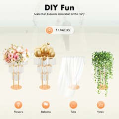 Wedding Gold Crystal Flower Stand, Round Pedestal Stand, Crystal Flower Stand