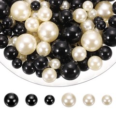 200 Pcs Pearl Bead for Vase Filler, 20/14/10mm Floating Beads(Black Beige)