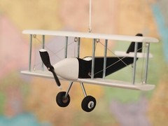 Hanging Airplane, Black White, Nursery Decor, Decorative wooden airplane