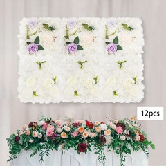 6X Artificial Flower Wall 15×15″ White Dahlia Purple Rose Panels Wedding Decor