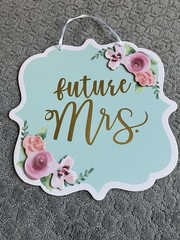 Future Mrs Hanging Door Sign – Pink And Mint Color – Wedding Bachelorette Bridal