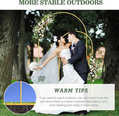 Wedding Arch Backdrop Stand Set of 2, Gold Metal, 7.3FT & 6FT | Metal Arch Back