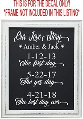 OUR LOVE STORY WEDDING DECAL SIGN CUSTOM PERSONALIZED ENGAGEMENT PRINT BRIDE