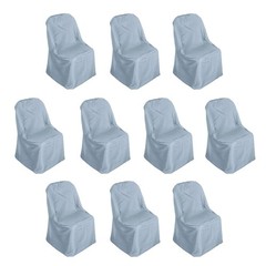 100 Dusty Blue POLYESTER Folding Flat CHAIR COVERS Event Banquet Party