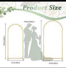 Gold Metal Arch Backdrop Stand Set of 2 Freestanding 78.7in Floral Wedding