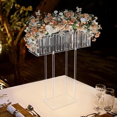 Modern Acrylic Wedding Crystal Flower Stand 11.81*7.87 In Stable Base Clear
