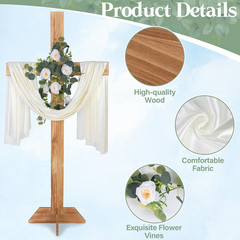 71 Inch Wedding Decorations Wedding Wood Cross and White Ribbons Eucalyptus Garl