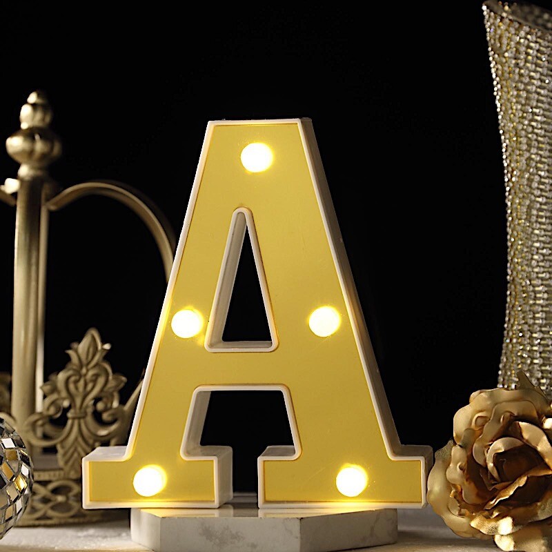 6″ tall GOLD A LED Lighted Marquee Letters Sign Party Wedding Events Decorations