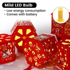 8Pcs Chinese New Year Lanterns Red Paper-cuts Lanterns Festival Decor For Kids