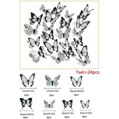 24pcs Butterfly Wall Stickers, 3D Butterflies Wall Decals, Removable…