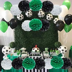 Paper Flower Tissue Pom Poms Party Supplies black,green,white,12pc