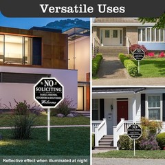 No Soliciting Sign for House with Stake, 10 x 10 Inches No Soliciting Yard Si…