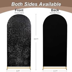 6.6FT Arch Backdrop Cover Spandex Fitted Fabric Sequin 3.3ftx6.6ft Black