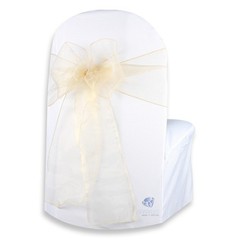 200 pcs Organza Chair Cover Bow Sash 108″x8″ – Champagne – Wedding Party mb