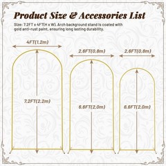Wedding Arch Backdrop Stand 7.2FT, 6.6FT, 6FT Golden Metal Arch Fit Wedding co