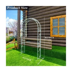 SCENDOR White Wedding Arch Garden Arbor Curved Metal Archway with Elegant Cur…