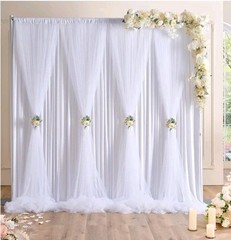 White Tulle Backdrop Curtains for Baby Shower Party Wedding Photo Drape Backdrop