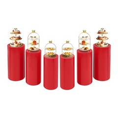 6PCS Display Pedestal Stand Iron Riser Column Pillar 23.6″ /26″ /27.6″ Tall Red