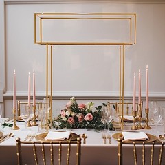48″ GOLD Metal Rectangular Top FLOWER STAND Centerpiece Party Events Decorations