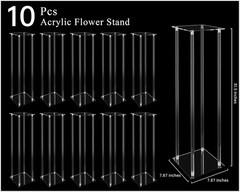 10 Pcs Tall Acrylic Vases for Weddings & Parties with Gold Napkin Rings