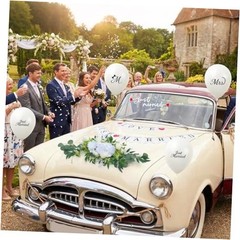 Luxury Just Married Car Decoration Kit –Artificial Flower Hood , Just Married