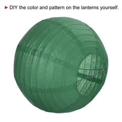 6pcs 10 Inch Folding Hanging Paper Lanterns Medium Lampshade Dark Green