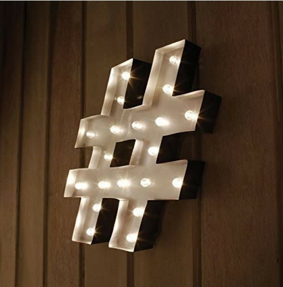 LED Light Hashtag Marquee Sign # With 20 LEDS And Timer – Wedding decor