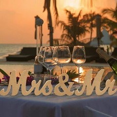 Mr and Mrs Signs Wedding Table Decorations, Wooden Freestanding Wood Color