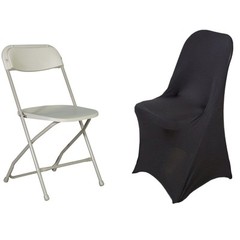 10 Black FOLDING Stretch SPANDEX CHAIR COVERS Banquet Reception Decorations