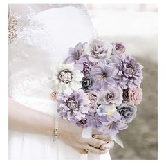 Fake Flower Heads Mini Artificial Purple Faux Dahlia Rose Flowers DIY Home Craft
