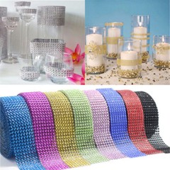 10Yards 8Rows Diamond Mesh Wrap Roll Rhinestone Crystal Ribbons Wedding Decor
