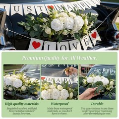 Just Married Car Decorations Kit – Floral Swag, Love Sign Banner & Window Decals