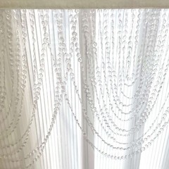 2 CLEAR Acrylic Crystal Beaded CURTAIN Valance Fabric Top Rod Pocket Party Event