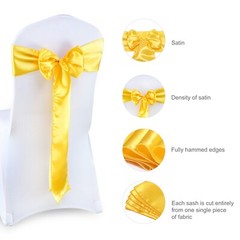 100 Yellow Gold Satin Chair Sashes Silky Sateen Chair Bows wedding party décor