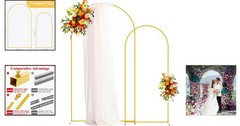 Stable Gold Metal Arch Stand Set – 2-Piece 7.2FT & 6FT Backdrop for Celebrations