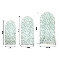 3 WHITE GREEN Eucalyptus Floral Satin Round Top Backdrop STAND COVERS Set Party