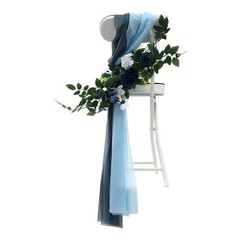 6pcs Blue Artificial Flower Arrangement Ribbons For Wedding Chair Back Decor New