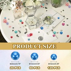 200 Pcs Pearl Bead for Vase Filler, 20/14/10mm Floating Beads(Bright Blue)