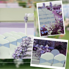 Dusty Blue Chair Sashes 60 Pack Spandex Blue Chair Sashes Bows with Heart Buckle