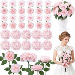 Suncalla 60 Pcs Assorted Silk Artificial Flowers, Faux Fake Full Hydrangea Pe…
