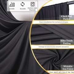 10ft x 12ft Black Backdrop Curtains, Wrinkle Free Thick Fabric Polyester Curt…