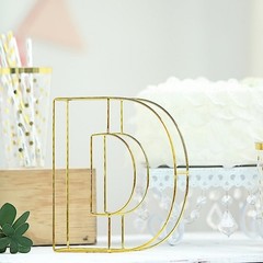 GOLD 8″ tall 3D Metal Wire Letter D Party Wedding Reception Backdrop Supplies
