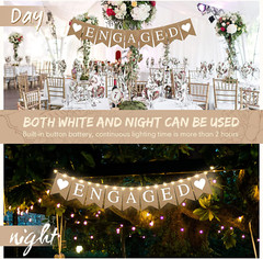 Engagement Party Decorations Engaged Banner LED Fairy Lights for Outdoor Decor