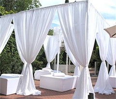 115″ x 216″ WHITE Chiffon Curtains Drapes Panel for Event Decor Backdrop Draping