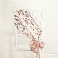 5 ROSE GOLD Embroidered Sequin CHAIR SASHES Party Events Decorations