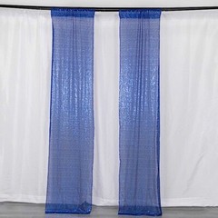 2 ROYAL BLUE 8ft x 2ft Sequined Backdrop Curtain with Rod Pockets Wedding